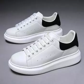 White PU Leather Chunky Sneakers Men Spring Autumn Platform Vulcanize Shoes Woman Thick Bottom Height Increasing Sport Shoes 35