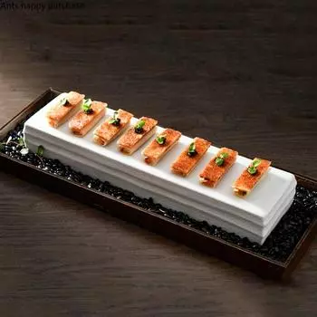 White Rectangular Ceramic Plates Dinner Plate Flat Plates Sushi Plate Dessert Tray Cake Pan Fruit Tray Dishes Hotel Tableware