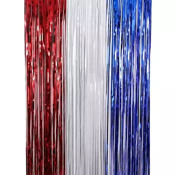 White Red Vibrant And Blue Independence Day Rain Curtain For Festive Decorations Party 1x1M RedWhiteBlue Curtain