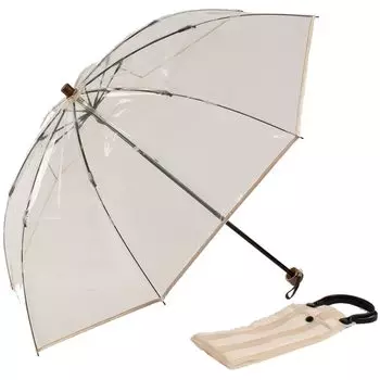 White Rose Folding Vinyl Umbrella Amemachi 50 Natural Wood Handle Reverse Valve 8 Ribs 2WAY Umbrella Bag Included Made in Gold Japan_(GD) золотой
