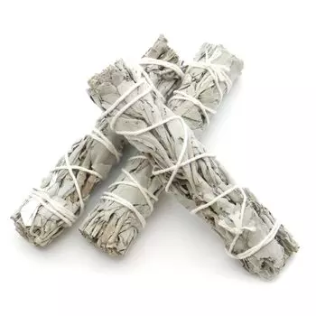 White Sage Wand Bundle Slim Type Trial Price Aroma Incense California Sage Herb White Sage 3 pieces [GOLD STONE] Approx. 6-12g Pesticide-Free