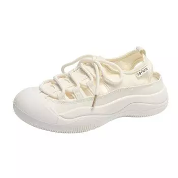 Белые сандалии женские туфли летние дышащие высокие сандалии повседневные полые туфли женские сандалии 35