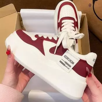 white shoes Chunky Sneakers Casual Vulcanized Shoes Woman High Platform Sports Shoes Women Fashion Harajuku style tennis shoes 35 белый