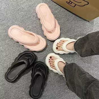 White Shoes Flip Flops Summer 2024 Bathroom Slides Thick Pink Women s Slippers and Ladies Sandals Platform on Beach Original 39 35