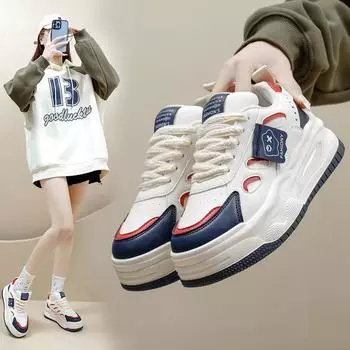 White Shoes for Women New Spring Students Korean Style Versatile Casual Ins Fashion Shoes Thick Bottom Fashion Sneakers Zs266 35