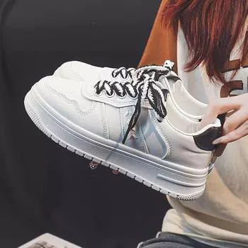 White Shoes Low-Top Shoes Women s Platform Height Increasing Shoes Spring Design Sense All-Matching Casual Sports Board Shoes 35