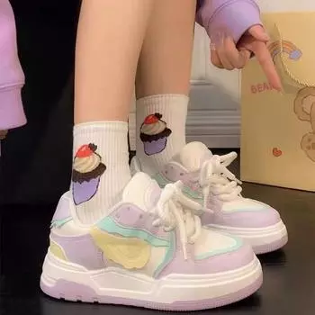 White Shoes New Summer Ins Fashionable Versatile Original Platform Sneakers 35 чёрный