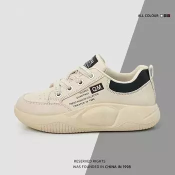 Белые туфли Весна и лето Толстая подошва Легкие дышащие модные туфли Женская повседневная мода Высокая удобная обувь для сноубординга Женская 36