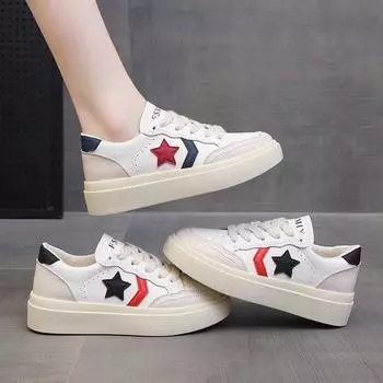 Белые туфли летние женские новые женские туфли для сноуборда весна и осень досуг спортивные дышащие студенческие кожаные женские туфли 35