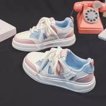 White Shoes Women s Street Shooting Fashion All-Match Flat Leather Surface Sneakers New Casual Students Skateboard Shoes Fashion 35