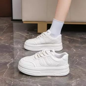 White simple platform white shoes women s shoes 2024 spring and autumn new versatile shoes niche student casual board shoes 35 бежевый