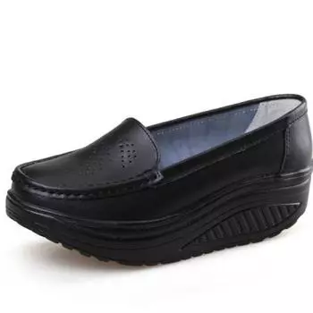 Белые кроссовки для медсестер, женская обувь с покатым каблуком и губчатая обувь для женщин 34 чёрный