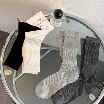 White Stacking Socks Summer Mid-Tube Spring Miu Tie Calf Summer Ballet Wind One Size серый