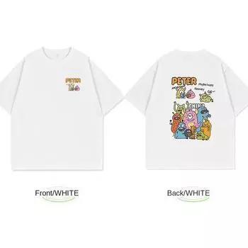 Белая летняя хлопковая футболка мужская простая модная верхняя одежда I Fashion Brand Тяжелая свободная женская футболка с коротким рукавом с рисунком S