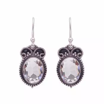 White Topaz 925 Sterling Silver Earring V8877, White Earring, Oval Earring, Valentin s Day Gift, Gift For Her, Birthday Gift, Handmade Jewelry, Silver