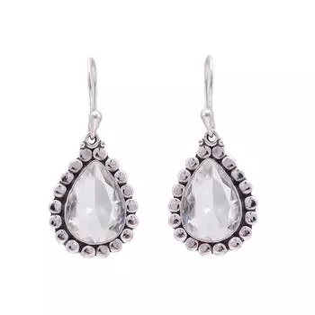 White Topaz 925 Sterling Silver Earring V9583, White Earring, Pear Earring, Valentin s Day Gift, Gift For Her, Birthday Gift, Handmade Jewelry, Silver