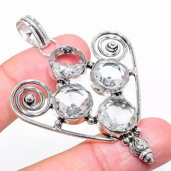 White Topaz Gemstone 925 Sterling Silver Jewelry Pendant 2.64 A2B68 белый