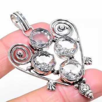 Ювелирная подвеска из серебра 925 пробы с белым топазом 2,60 дюйма q2M10 белый