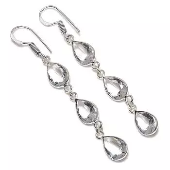 White Topaz Gemstone Handmade 925 Sterling Silver Jewelry Earring 2.44 I6W19