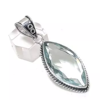 White Topaz Gemstone Handmade 925 Sterling Silver Jewelry Pendant 2.21 Z6p95