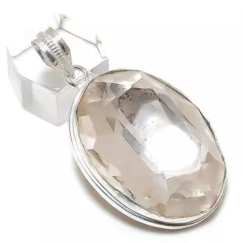 White Topaz Gemstone Handmade 925 Sterling Silver Jewelry Pendant 2.05 P8P53