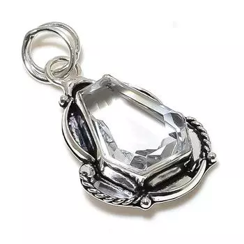 White Topaz Gemstone Handmade 925 Sterling Silver Jewelry Pendant 1.85 D5g60