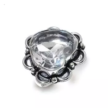 White Topaz Gemstone Handmade 925 Sterling Silver Gift Jewelry Ring Size 7 Q4N68