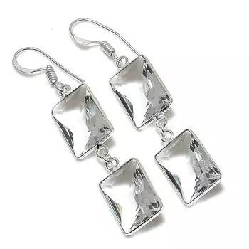 White Topaz Gemstone Handmade 925 Sterling Silver Jewelry Earring 2.09 v1Z42