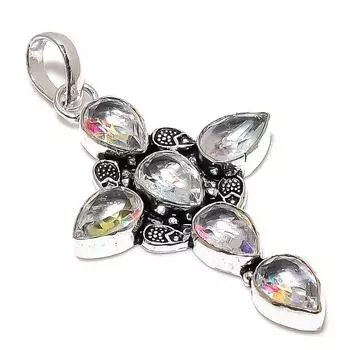 White Topaz Gemstone Handmade 925 Sterling Silver Jewelry Pendant 2.76 v2R18