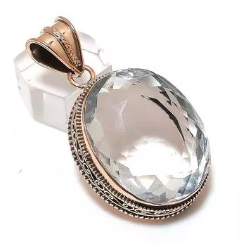 White Topaz Gemstone Handmade Copper Jewelry Pendant 2.01 g3f03
