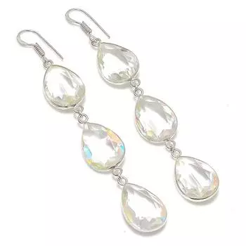 White Topaz Handmade 925 Sterling Silver Jewelry Earring 3.47 p5M40