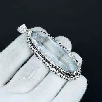 White Topaz Pendant, 925 Sterling Silver Pendant, Handmade Silver Pendant, Antique Pendant, White Topaz Gemstone Pendant, Party Wear Gift 2.56 белый
