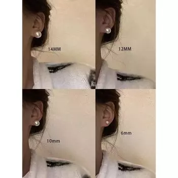 White Triangle Retro Fancy Stud Earrings Big Pearl White triangle pearl ear clip [6+12] Two pairs