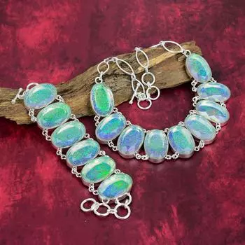 Ювелирные изделия из белого триплетного опала, ювелирные изделия из стерлингового серебра 925 пробы, изумительное ожерелье и браслет из драгоценных камней для сестры Adjustable With 8 -18 белый