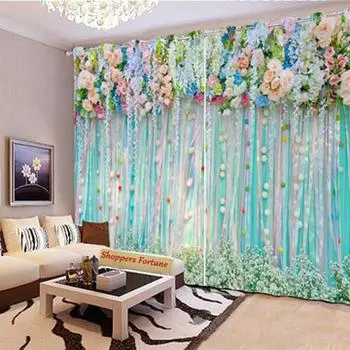 White Wedding Decoration Bouquet, Window Curtain, Living Room, Bedroom, Home Decor 100W160H(CM)40x63in&Hook