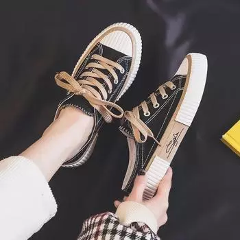 Whoholl Новинка 2024 Весна Лето Женская парусиновая обувь Кроссовки на плоской подошве Женская повседневная обувь Низкие слипоны Женские вулканизированные туфли 40 35 бежевый