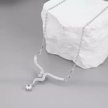 Whole body S925 sterling silver zircon spirit snake pendant necklace natal year head and tail full diamond collarbone chain jewelry 925 Silver