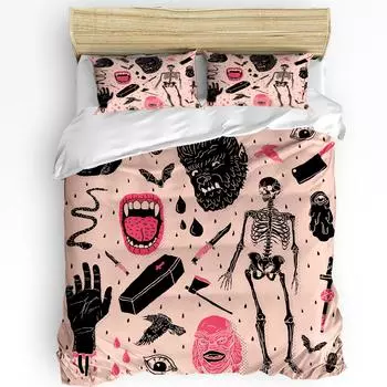 Whole Lotta Horror Skull Bones Duvet Cover with Pillow Case Custom 3pcs Bedding Set Quilt Cover Double Bed Home Textile EU single(135x200cm)