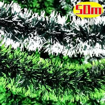 Wholesale Christmas Tinsel Ribbons Garland Green Cane Ribbon Wreath for Xmas Tree Hanging Pendents Ornaments Party Home Decor 2M- (1 string)