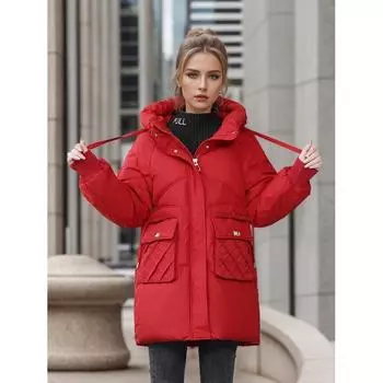 Wholesale down cotton-padded clothes women s winter medium and long solid color fashion thickened cotton-padded jacket jacket flow M recommends [below 55kg] белый