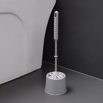Wholesale Household Toilet Brush Set Toilet Cleaning Brush Toilet No Dead Angle Brush Long Handle Soft Hair Toilet Cleaning Brush серый