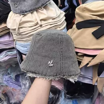 Wholesale Korea 2024 autumn new women retro fashionable do old denim bucket hat washed ins basin hat head circumference 54-59CM