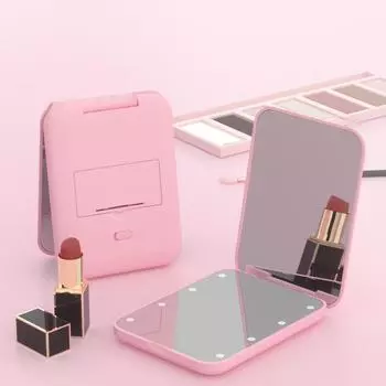 Wholesale led makeup mirror vanity new portable magnifying 2x bright makeup mirror розовый