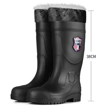 Wholesale New Thickened Insulated Cotton Lining PVC Rain Boots Safety Boots Engineer 40 чёрный