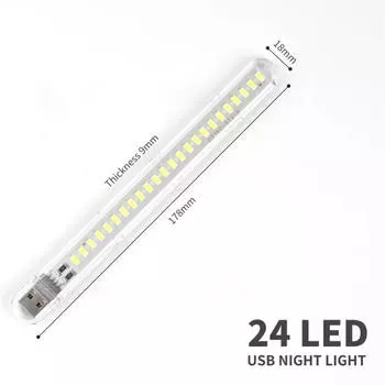 Wholesale Power Saving Creative Eye Protection Reading Lamp 24 Led Light Tube Mini Usb Nightlight Portable Lighter Transparent