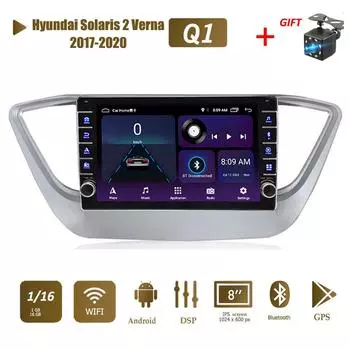 Wi-Fi 2Din Android автомобильный радио мультимедийный видеоплеер для Hyundai Solaris 2 Verna 2017-2020 с кнопкой GPS 1 + 16 ГБ 1+16GB