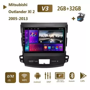 Wi-Fi GPS Carplay стерео для Mitsubishi Outlander Xl 2 для Citroen C-Crosser для Peugeot 4007 2005-2013 Android Auto 2din 2 + 32 ГБ 1+16GB,A