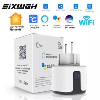 Wi-Fi Homekit розетка Smart EU Plug 16a Функция таймера монитора мощности для поддержки продуктов Apple Google Home Smartthings Siri Alexa EU-Siri Smart Switch