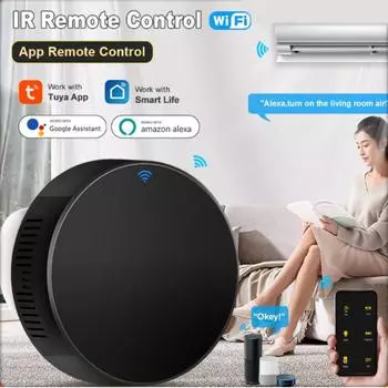 Wi-Fi Smart ИК-пульт дистанционного управления Универсальный инфракрасный умный дом для управления телевизором Кондиционер Работает с Alexa Google Home Tuya Smart Life чёрный