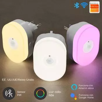 Wi-Fi Tuya Smart Led Night Light PIR Датчик движения ЕС США Великобритания Подключаемый настенный светильник Теплый белый RGB Приложение для комнаты Голос для Alexa Google Home